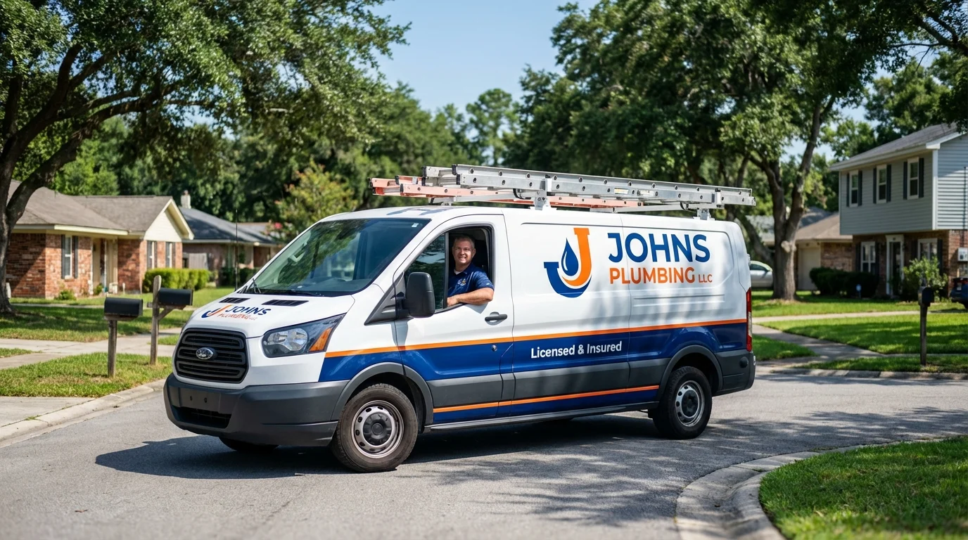 Johns Plumbing LLC service van in La Salle, CO