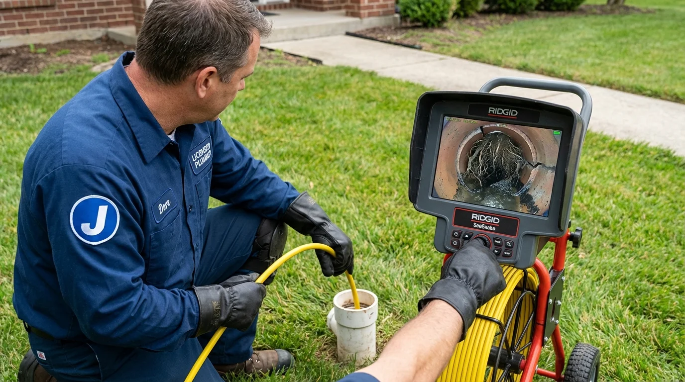Sewer camera inspection being performed by Johns Plumbing LLC in La Salle